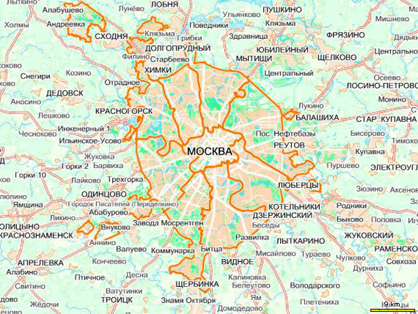 карта Москвы до изменений границ